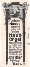Haus Orgel Harmonium - Alois Meyer Fulda - 1906 - Historische Werbung ~5x11cm