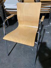 Holz Stuhl Metallgestell Verchromt Armlehne Schalenstuhl Buche Stapelbar Bequem