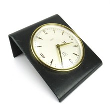 UWESTRA Vintage Tischuhr Lederoptik Mechanisch Datumsanzeige 50er 60er Jahre