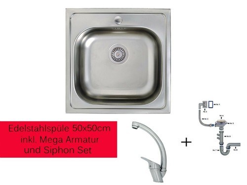 Edelstahl einbauspüle 50cm - 50cm, x
