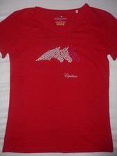 Edles EQUILINE Damen Reitshirt mit 3 Pferden, rot, Gr. L, NEU!