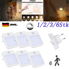 1-6er Set LED Nachtlicht Steckdosen-Lampen Treppen-Leuchte mit Bewegungsmelder