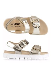 VITAFORM Damen- Sandalette Metallic Leder 2 große Schnallen Gr:42 Si