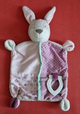 TOPOMINI SCHMUSETUCH * HASE ROSA LILA MIT BEIßRING * UNBESCHMUST * KUSCHELTUCH