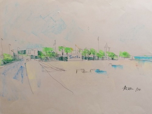 Aquarell landschaft spanien - landschaft,