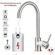 Niederdruck Küchenarmatur 360° Edelstahl Wasserhahn Küche Einhand Mischbatterie