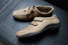 ara Herren Halbschuh  Gr. 44 extra weit Wildleder Klettverschluß beige Softwalk