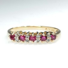 0.28ctw Rund Rubin & Diamant Akzent Ring Stapelbar Ring IN 14K Gelbgold p046