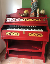 Kommode Upcycling Schuhschrank Shabby Chic rot gold Orgel