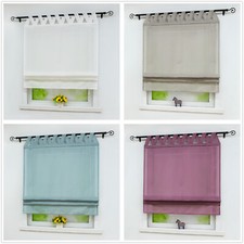 Raffrollo mit Schlaufen Raffgardine Wohnzimmer Gardinen Küche Halbtransparent