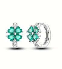 EDLES Vierblättrige Kleeblatt Creolen HOCHFERTIG  Damen OHRRINGE Glück Glanz ?