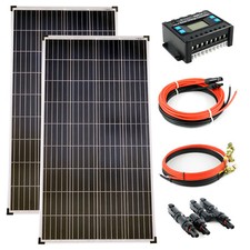 Komplettset 2x140 Watt Poly Solarmodul 20A Laderegler Kabel Solar Photovoltaik I