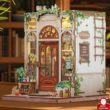 DIY Book Nook Kit LED 3D Holzpuzzles Booknook Bücherregal Miniaturhaus Geschenk~