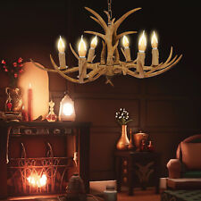 6 Flammig Deckenlampen Hirschgeweih Kronleuchter Harz Pendelleuchte Geweihlampe