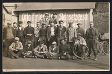 Foto-AK Leipzig, Steinsetzer der Firma Otto Friedrich 