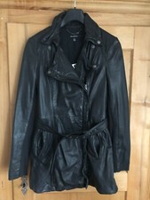 Muubaa Lederjacke Bikerjacke Longjacket schwarz Gr. 38 weiches Lammleder