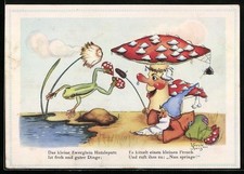 Ansichtskarte Fliegenpilz und Zwerg lassen einen Frosch ins Wasser springen 194 