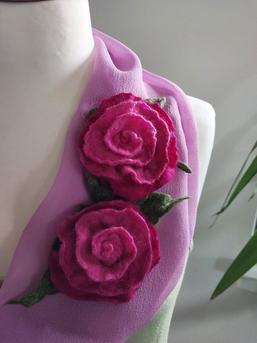 Brosche rose filzblüte - brosche,
