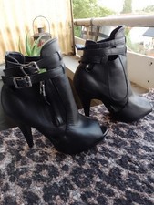 Cox Leder High Heels Stiefeletten Schwarz Größe 37 Gebr.