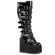 Demonia Plateaustiefel - Swing-815 Patent Wide Calf