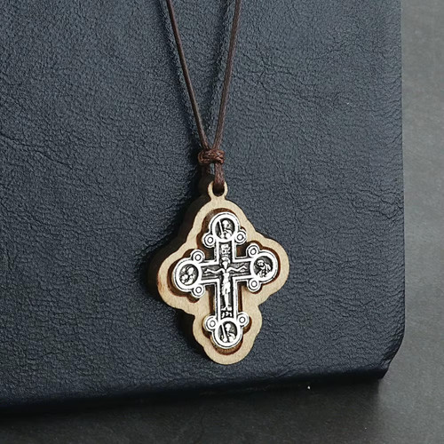 Halskette holz kreuz - halskette,