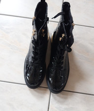 Schwarze lack stiefeletten - lack-stiefeletten, in