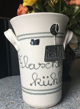 Steingut Sektkühler Weinkühler, Silber-Distel, Handwerksarbeit, Flaschenkühler