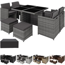 Polyrattan Sitzgarnitur Gartenmöbel Alu Sitzgruppe Cube Lounge Set 4Stühle Tisch