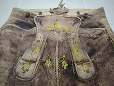 Hirschlederhose uralte reich bestickte Lederhose Tracht Gr. 48 50