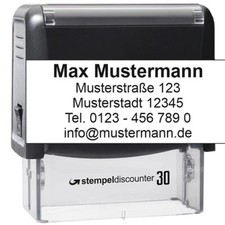 STEMPELdiscounter 30 Adressstempel mit Wunschtext 47x18 mm 4-5 Zeilen Vorlage 3