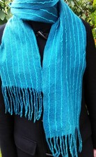 Schal mit Fransen Handgefilzt grün türkis Wollschal 100%Merino Weihnachten