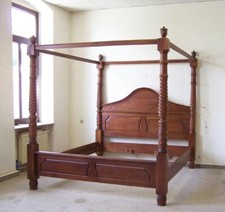 HIMMELBETT BETT B180 X L200 HOLZ NUSSBAUMTON DOPPELBETT ANTIK-STIL