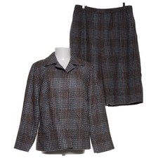 Delmod, Business Kostüm, Größe: 46, Viskose/Wolle, Braun/Grau/Weiß, Tweed -46p