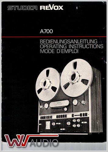 Studer revox a700 bedienungs - studer,