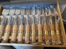 Antiquitäten Tischlerwerkzeug NOMI Vintage Holz Zimmermann Stechbeitel 10er S...