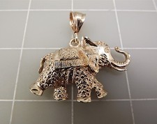 Sterling Silber 925 Diamantschliff Gehender Zirkus Elefant Anhänger 14,1 Gramm