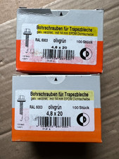 2 x 100Stück Bohrschrauben 4,8x20mm  RAL6003  Olivgrün  / S3PalX2K6