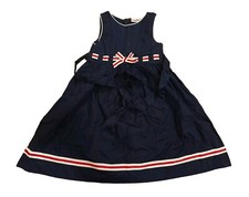 Festkleid Gr. 116 Eisend Kids dunkelblau m weiß-roter Borte & Schleife sehr gut