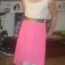 Vokuhila  Kleid Strass Spitze  Mädchen Cocktail Party Hochzeit Fest 134-152 pink