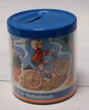 Spardose Volksbank Raiffeisenbank Motive Kinder Sport wohl um 1970 Sparbüchse