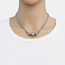 Mehrreihige Halskette mit Kugeln Edelstahl 40 + 5 cm Damen 