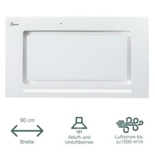 Gurari GCH 217 Dunstabzugshaube Deckenhaube 90 cm Weißglas 1000m³/h AUSSTELLER