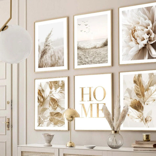 Poster meer pampasgras beige - meer,