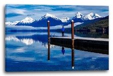 Wandbild Mann auf Steg am See