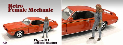 Retro female mechanic figure - retro,
