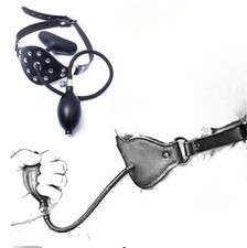 PU Leder Aufblasbarer Latex Mundknebel Pump Mund Knebel Plug Artikelzustand  Neu