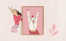 Rock auf rosa roter Handgeste