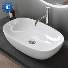 Waschbecken keramik Aufsatzwaschbecken Weiß Waschtisch mit Nano-Schutz B104 NEU!