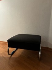 Thonet S411 H Freischwinger Hocker, Schwarz, Leder