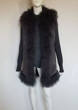 Milestone Lange feminine Leder Weste mit  Echtfell  Mongolian Fell Nieten